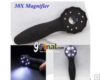 Jewelly Magnifier 30x 20mm Black with 6 LED Adjust light 2 Step