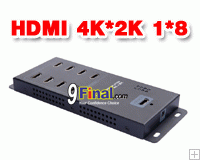 HDMI LKV318Pro 4K x 2K wall-mountable HDMI splitter 1x8 with full 3D and real 4Kx2