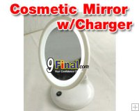 Super Desktop LED Cosmetic Mirror Zoom 3X with Battery Charger 700 Mah (White Color)