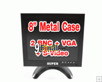 Super 8 LED Monitor 8" Hi Definition Industrail Monitor with BNC/ AV / VGA m.8078 Metal Case