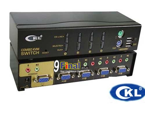 CKL KVM Switch 4 Port COMBO ( PS/2 + USB) with SOUND CKL-84UP with 4 Cable - ꡷ٻ ͻԴ˹ҵҧ