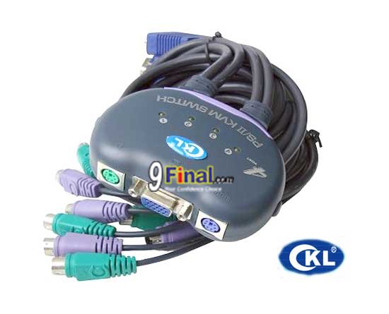 CKL KVM Switch 4 port PS/2 (CKL-341) with 4 Cable Max Res 1920*1440 Band width 250 Mhz - ꡷ٻ ͻԴ˹ҵҧ