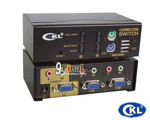 CKL KVM Switch 2 Port COMBO ( PS/2 + USB) with SOUND CKL-82UP with 2 Cable - ꡷ٻ ͻԴ˹ҵҧ