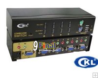 CKL KVM Switch 4 Port COMBO ( PS/2 + USB) with SOUND CKL-84UP with 4 Cable