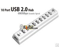 10 Port USB 2.0 Hub - 480Mbps Transfer Speed ( Include Power Adapter)