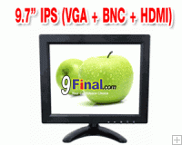 9.7" IPS LED Monitor ( VGA + BNC +AV + HDMI + USB)