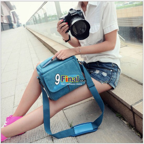 Soudelor Camera Bag ҡͧ digital , MirrorLess Vintage Style  Canvas  6005 -  ( Cyan) - ꡷ٻ ͻԴ˹ҵҧ