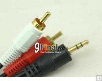Gold-plated Stereo Jack 3.5mm to 2 RCA Male Video Audio Cable Black 1.5 m