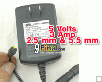 DC Power Adapter 5 Volts 3 Amp (5.5 mm & 2.5 mm)